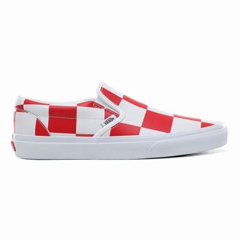 Damske Slip On Tenisky Vans Leather Check Classic Biele/Červené VA60MUOLK